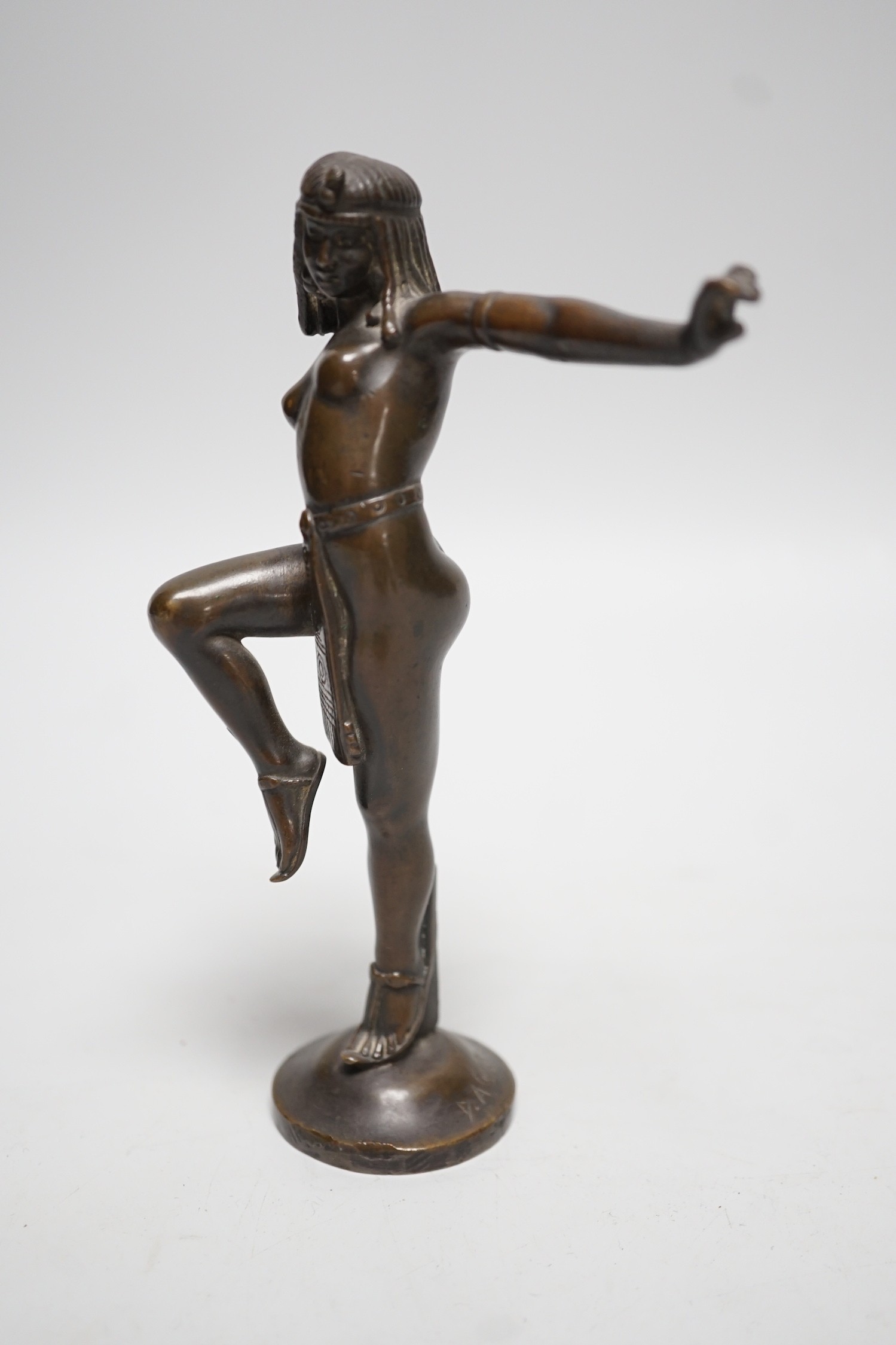 Dominique Alonzo, brown patinated bronze figure of an Egyptian Dancer, signed, c.f. Catley pg. 39 for a similar model, 15cm